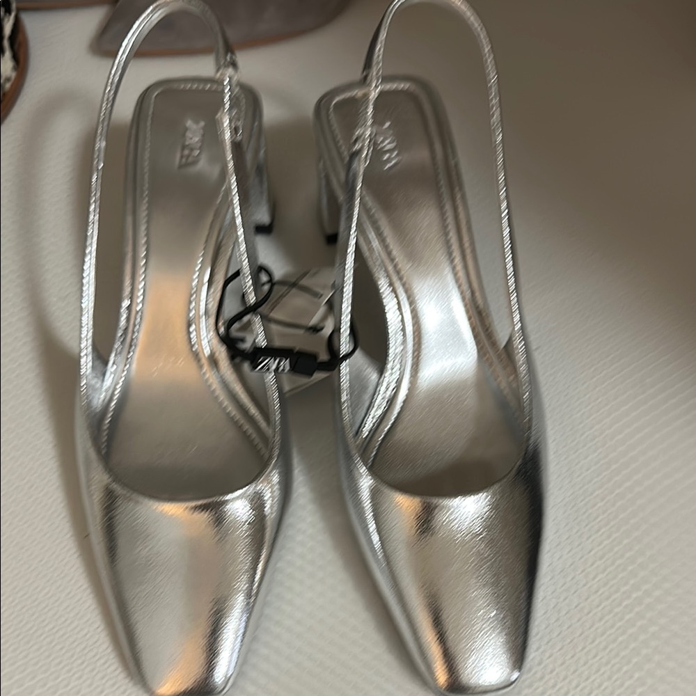 Elegant Silver Slingback Heels